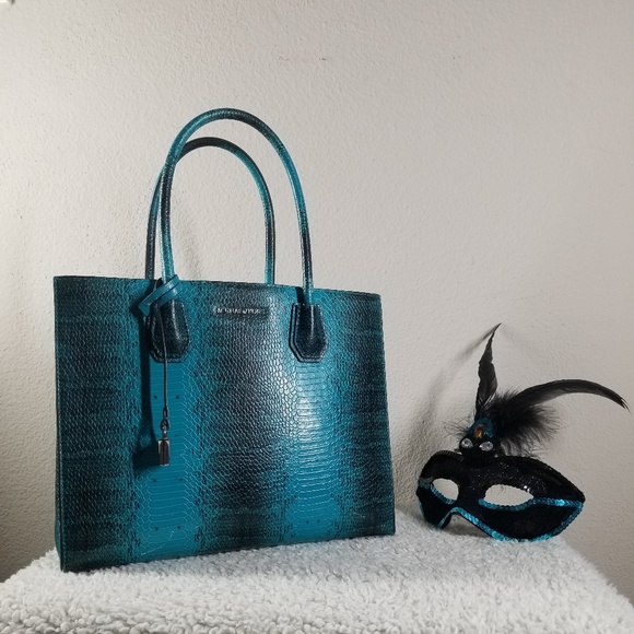 Michael Kors Handbags - Limited Edition Teal Snakeskin Convertible Tote